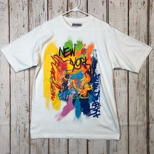 Blue Dstrkt New York White T-Shirt Sz L #a1062